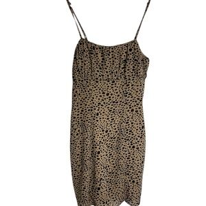 Lulus XS Leopard Print Spaghetti Strap Dress